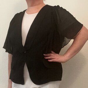 City Chic Short Sleeve Crepe Blazer with Flowy Sleeves - Size 2X